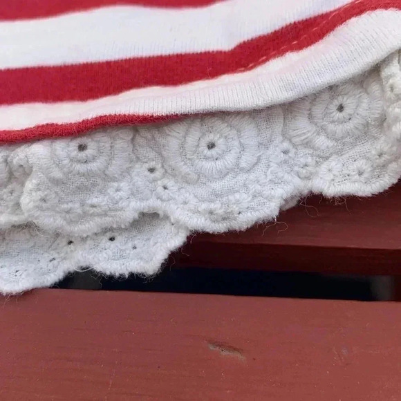 Five for 25 Source Unknown, white w red stripes, and leaves at the bottom dress - Picture 3 of 6